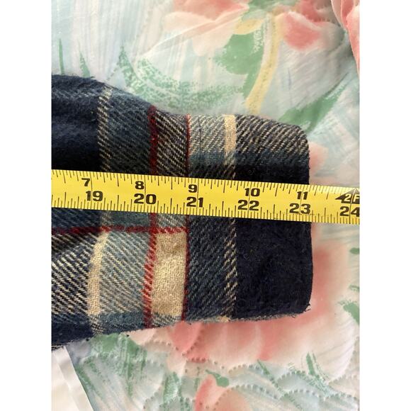 Fingerhut vintage 90s men’s flannel lined shirt size large. Tarzan Blue plaid - Picture 10 of 16